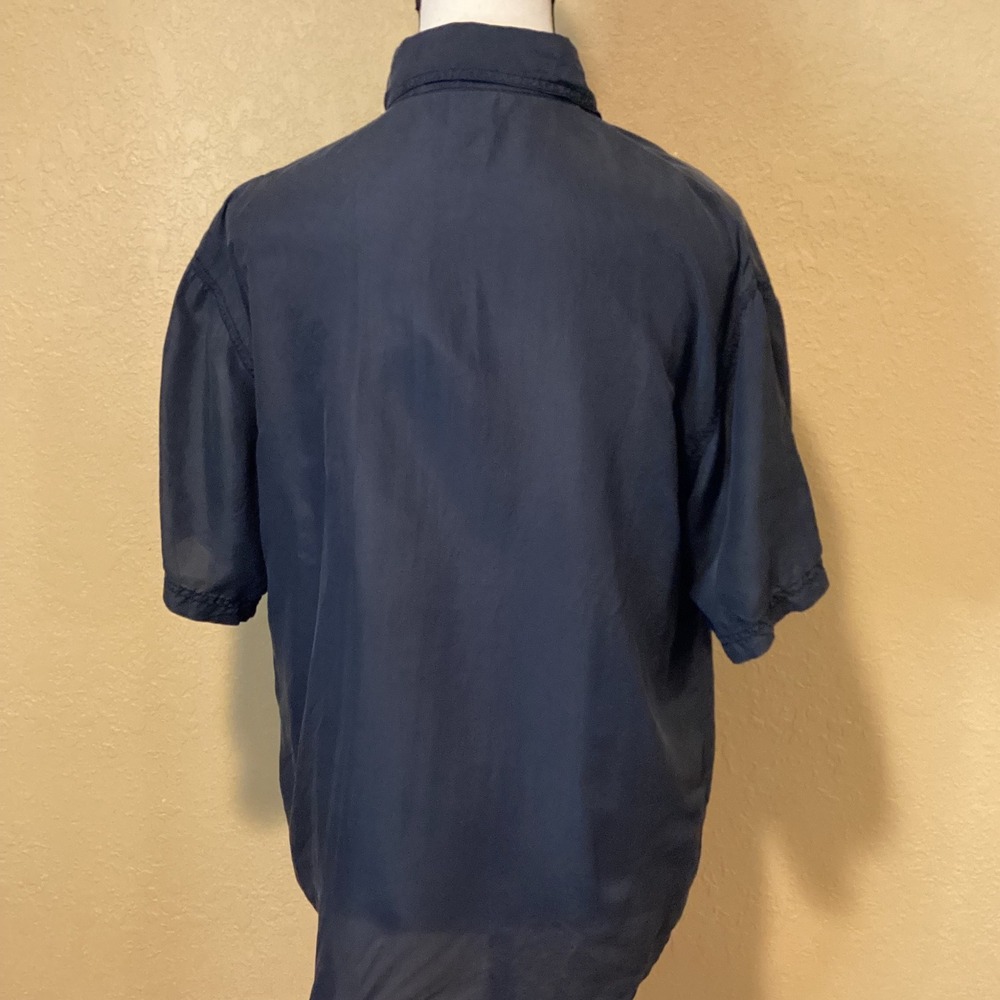 Knit Knit European Brand 100% Silk Black Collared Button Up Top, Women's Medium - Picture 3 of 5